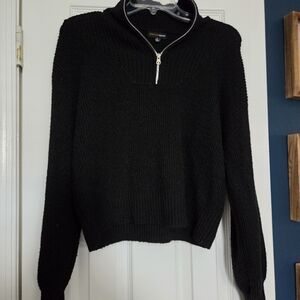 Black Long Sleeve Crop Quarter Zip